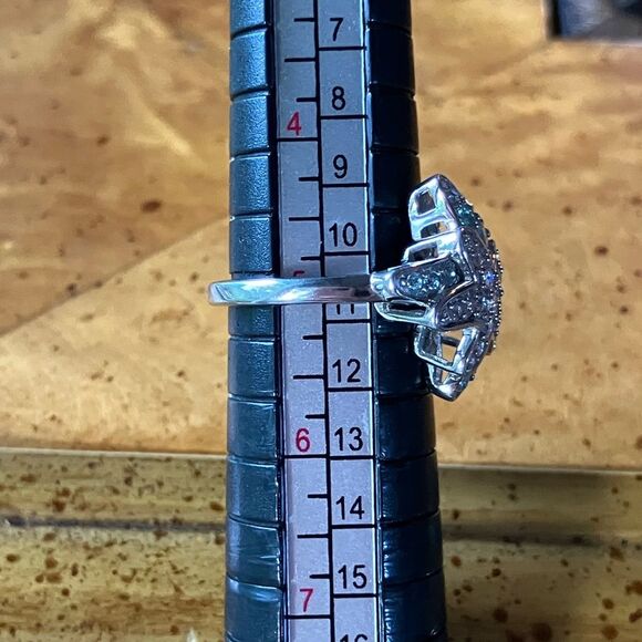 Natural Blue Apatite Moissanite Sterling Silver Starfish Ring Size 5 - Picture 8 of 9